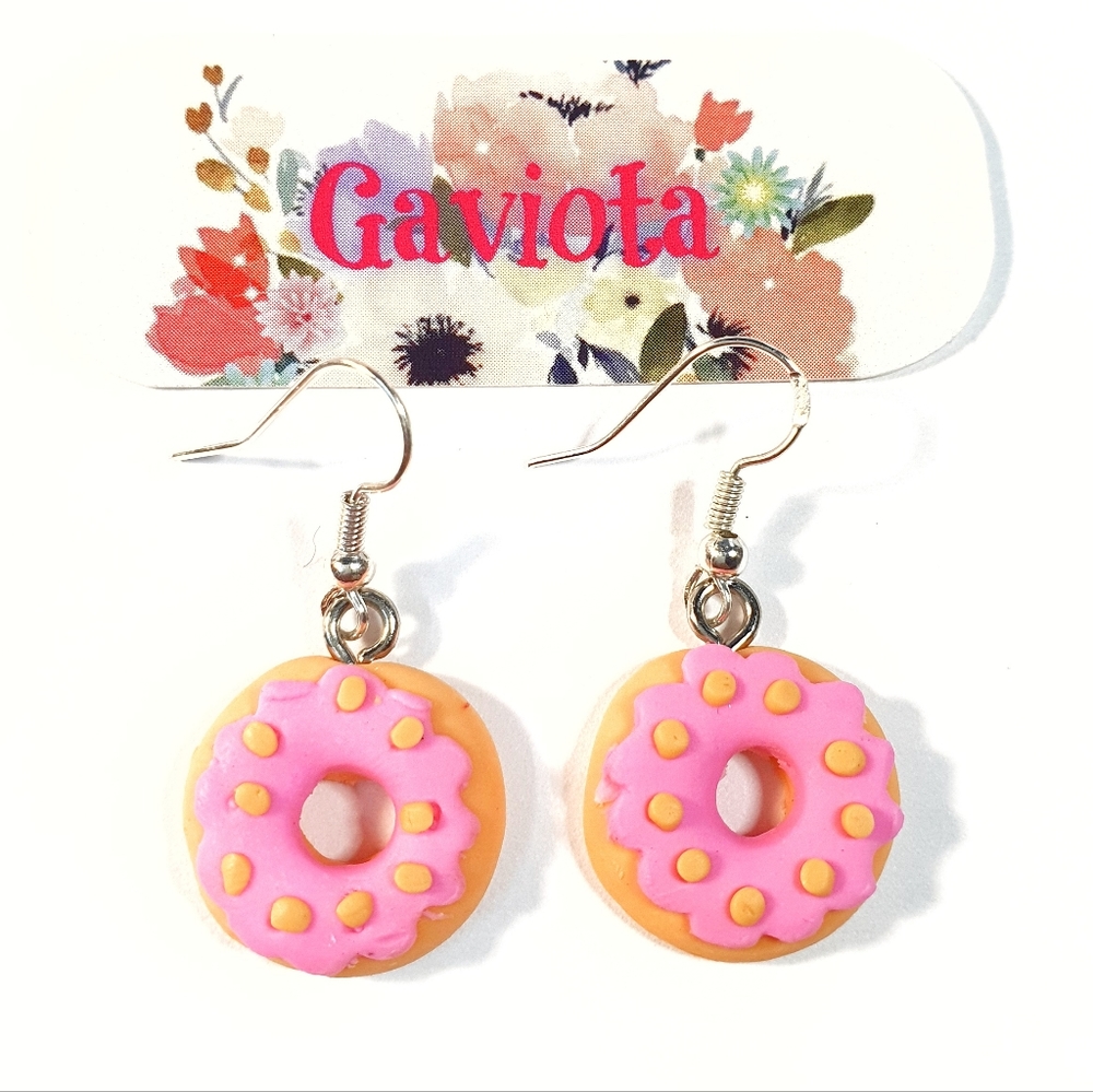 Pink Doughnut Polymer Clay Earings